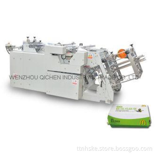 Hot Air Sealing Carton Folder Gluer Machine / Burger Box Cu